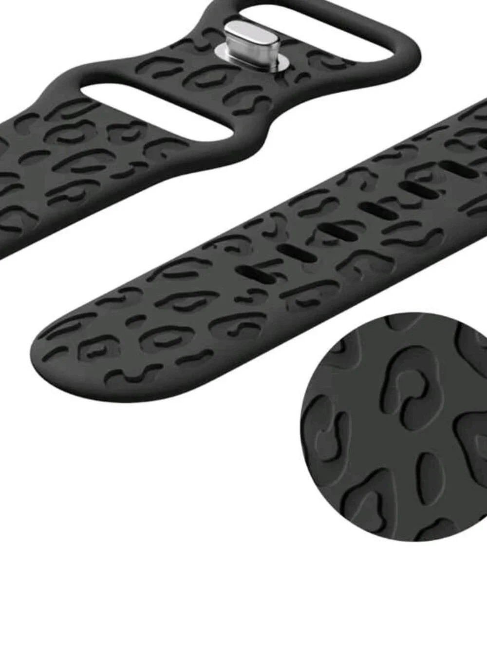 Black Silicone Textured Watch Band for Men